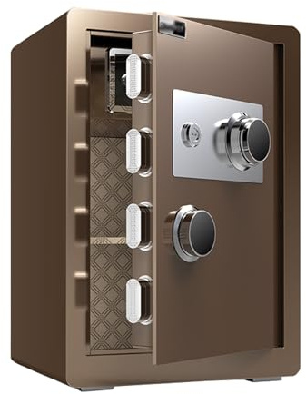 Cassaforte Combinazione di Quadranti Meccanici Cassetta Sicurezza Grande con Chiave Safe per Casa, Ufficio, Hotel(Brown,70CM/28IN)