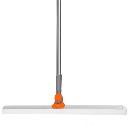 Raclette de Sol rétractable en Silicone, Manche Long réglable, Balai Rotatif pour Salle de Bain, Nettoyage des sols, Orange, 95 x 50 cm