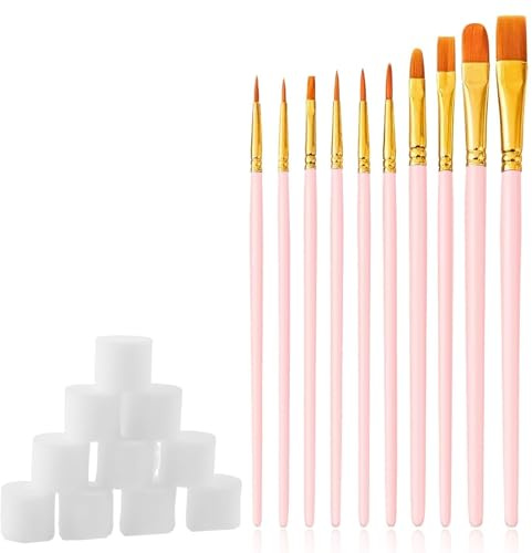 10 Stück Künstlerpinsel Acrylfarbe Kinderschminken, Schmink Schwämmchen Kinderschminken Schwämme Make Up Pinsel Set, Malerei Ölfarben Brush Set für Körperbemalung Anfänger und Gemälde