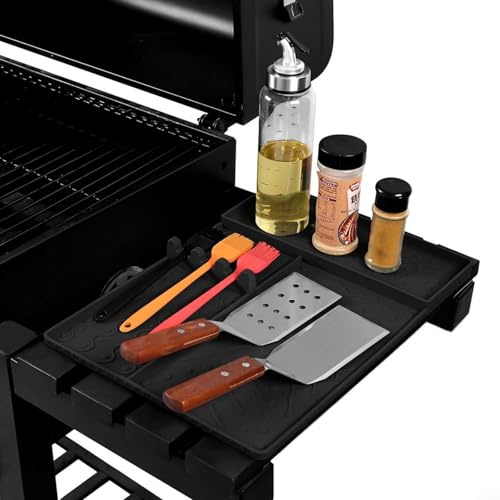CWOQOCW Soporte antideslizante para utensilios de barbacoa, alfombrilla de silicona para parrilla y accesorios de taza de parrilla, herramientas de parrilla grande, organizador de herramientas para