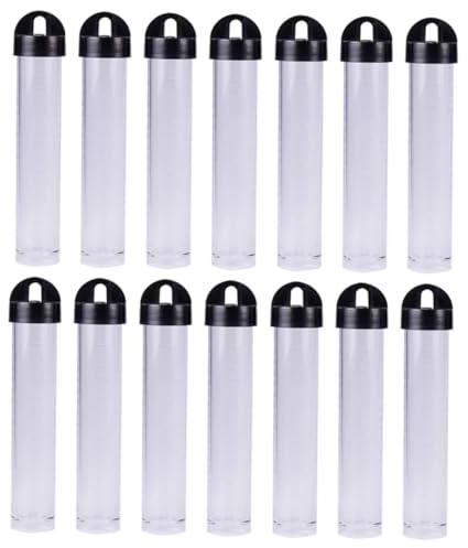 GARIOUANS 30 Pièces Tubes de Rangement Plastique avec Couvercle Noir Contenants Vides Étanches pour Petits Objets et Perles Bouteilles Transparentes Légères et Résistantes Protection