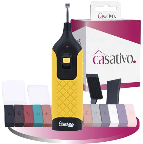 Casativo Professionelles Reparatur-Set zum Ausbessern von Fliesen, Kacheln, Marmor, Steingut, Hartwachs u. Wachsschmelzer, originalgetreue Ergebnisse