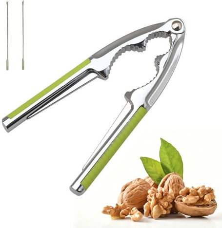Yuwnd 1 Stück Nussknacker Walnüsse, Nussknacker Haselnüsse und 2 Zubehör, Nussknacker aus Metall mit Kraftvolle Hebelwirkung, Haselnussknacker für Haselnüsse Krabben
