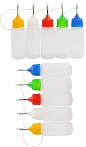 WEKADRIN 10pcs Squeeze Bottles with Needle Tip Nozzle Semi-transparent Precision Applicator Bottles for Glue Oil Acrylic Paint for Accurate Fluid Dispensing and Craft Use