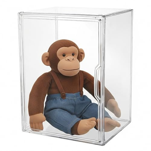 Acrylvitrine Transparent, Stapelbarer Vitrine Schaukasten mit Magnetischer Tür, Staubgeschützt für Figur, Bücher, Kosmetik, Modellautos, Sammelfiguren, Schuhe&Handtaschen (40x30x25 cm)