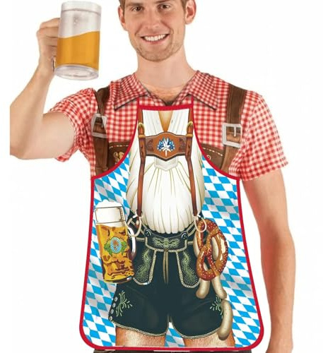 Oktoberfest förkläde – par matlagningsförkläden, oljebeständig tysk festdräkt Dirndl Lederhosen för BBQ bakning kock