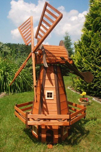 Deko-Shop-Hannusch Windmühle holländische Art 1,65 m hoch, kugelgelagert, imprägniert