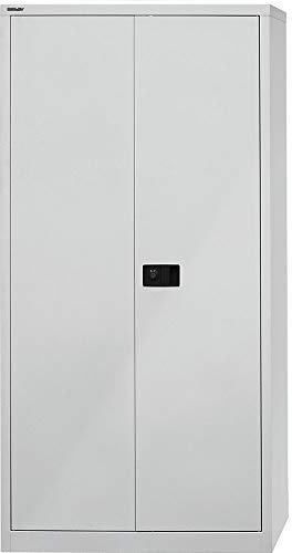 BISLEY Flügeltürenschrank Universal, 4 verzinkte Fachböden, 5 OH, Metall, 645 Lichtgrau, 40 x 91.4 x 195 cm