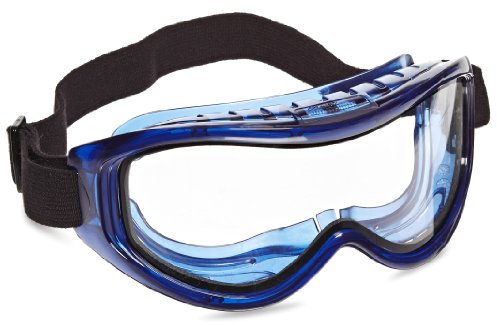 Sellstrom Safety Goggles – Odyssey II Industrial Eye Protection, S80200, Anti Fog, Scratch Resistant, Latex Free Protective Eye Shield for Men and Women with Dual Panel Clear Lens, Blue Frame One Size