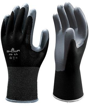 Showa 370 Lot de 10 paires de gants antidérapants avec revêtement nitrile Noir Taille S