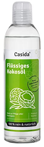 Casida Kokosöl Fraktioniert flüssig 250ml - 100% Rein & Natürlich - Basisöl - Geruchlos – Fractionated Coconut Oil - Intensive Pflege für Gesicht - Körper,Haut,Haare - Massageöl - Kosmetik