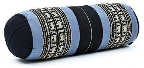 Leewadee Yoga Bolster - Standard Size – Large Meditation Cushion, Tube Pillow for Comfortable Reading, Pilates Equipment, Kapok Filling, 24 x 10 x 10 inches, Blue