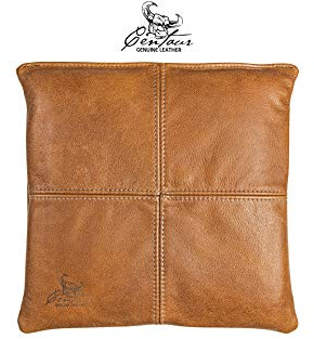 Centaur - Hochwertiges Leder Sitzkissen - Cognac Vintage 35x35 cm - Ideal für Stuhl oder Sitzbank - Abwaschbare Echtleder Stuhlkissen - Pflegeleichte Sitzauflage