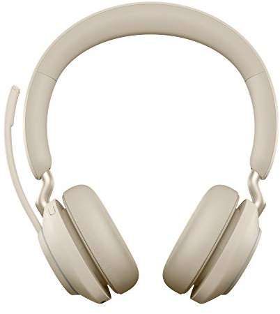 Jabra Evolve2 65 Casque PC Sans Fil - Casque Audio Certifié UC avec Annulation du Bruit et Batterie Longue Durée - Adaptateur Bluetooth USB-A - Beige