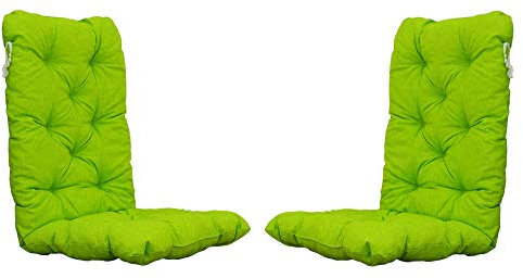 Ambientehome 2er Set Auflagen Sitzkissen Sitzpolster Hochlehner, 120x50x8 cm, grün/gelb