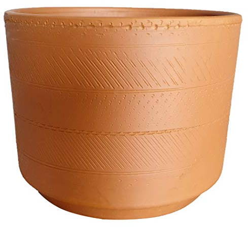 VASO CILINDRO IN TERRACOTTA (SET 3 PEZZI) PER PIANTE E FIORI, DIAMETRO CM. 16, ALTEZZA CM. 13. GIARDINAGGIO CIOTOLA IN COTTO PIANTINE GRASSE MADE IN ITALY