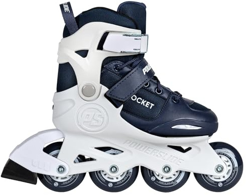 Powerslide Inline Skates Rocket Blue, größenverstellbar, Weiß/Navy Blau für Kinder, ABEC 7 Pro Kugellager, Art. nr.: 940673