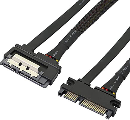 GELRHONR SATA Stromkabel 50CM,22 Pin (7+15) SATA3.0 Verlängerungskabel Stecker auf Buchse DATA und Power Combo Verlängerungskabel mit Verriegelung,für HDD,SSD,Optische Laufwerke(6Gbps/s)