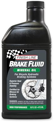 Finish Line Mineral Oil Bicycle Brake Fluid – Low Viscosity Hydraulic Disc Brake Fluid for Smooth Lever Response and Enhanced Performance – 16oz Bottle