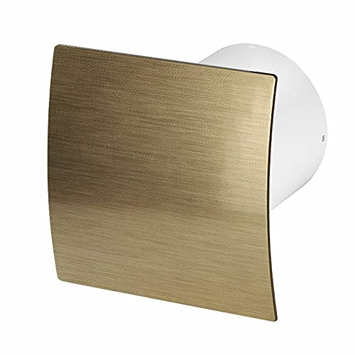 Bathroom Extractor Fan 100mm with Timer Brushed Gold Front Panel Ventilator