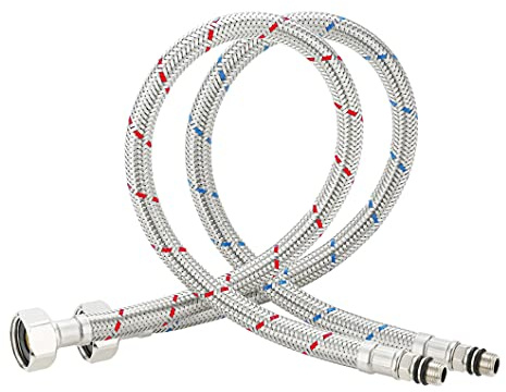 Amindz 2 pcs (1/2 BSP,60cm) Anschlussschlauch Armatur M10 Schlauch Mischbatterie Verbindungsschlauch Wasserzulauf-Schläuche Wasserzulauf-Schläuche Verlängerung für Wasserhahn Mischbatterie