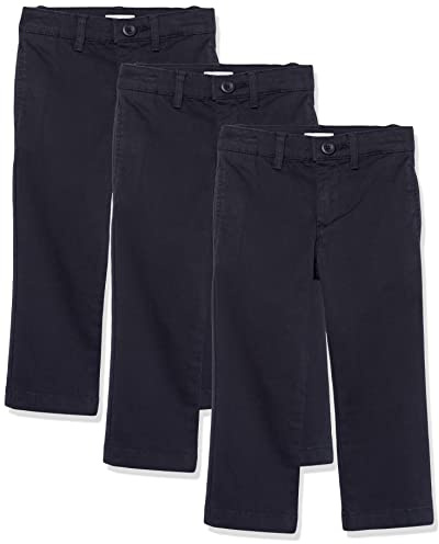 Amazon Essentials Lot de 3 pantalons chino kaki, coupe droite, coupe droite, pour garçon, noir, 5-6 ans