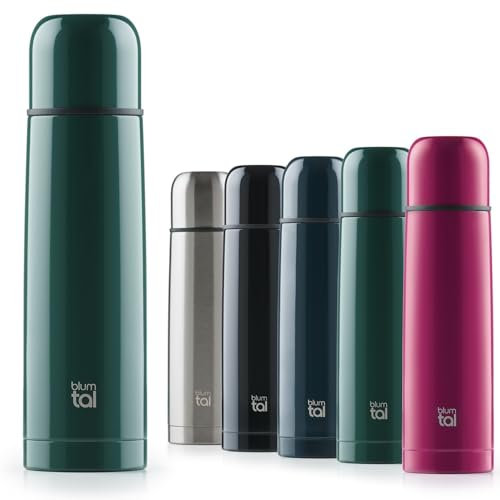 Blumtal Thermosflasche Eifel 350ml aus Edelstahl - auslaufsichere Thermoskanne mit Trinkbecher für unterwegs, Isolation von warmen Getränken, Dunkelgrün