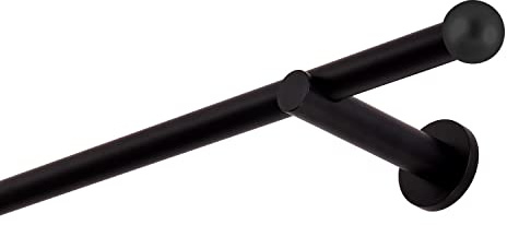 Gardinenstange schwarz 420 cm 1-läufig 19 mm aus Metall Wandbefestigung Kugel