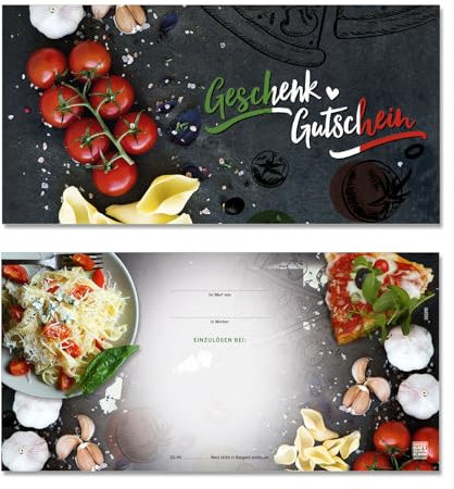 GESCHENKGUTSCHEINcom by POS-HAUER. 100 Gutscheine, blanko zum selbst Ausfüllen. Für Pizzeria Gastronomie Pizzeria.