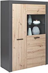 Inter Link - Highboard - Vitrine - 2 Türen - 2 Regale - Anthrazit und Artisan Eiche Nachbildung - Corbeto