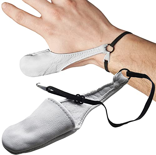 RE-GEN Leather Reusable Protective Adjustable First Aid Thumb Stall Protection Cot - White (Large)