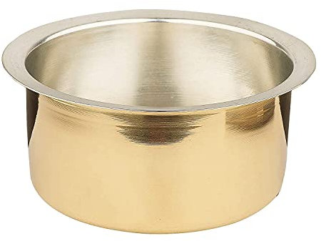 Pure Brass Round Top Set kalayi Patila, Bhagona for Kitchen Bakeware Utensils - Gold, Bronze, Size -12 (900 ML) Set of - 1 PCS By Indian Collectible