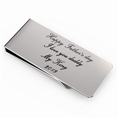 SLIACETE Clip de dinero personalizado de acero inoxidable con grabado. Cada nombre palabra icono personalizado clip de dinero regalo para hombres Día del Padre, metal
