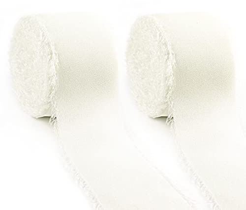 tenn well Geschenkband Elfenbeinweiß 40mm, 20M Chiffonband Breit Geschenkband Schleifenband für Geschenkverpackung Brautstrauß Basteln Geburtstag Hochzeit Dekoration