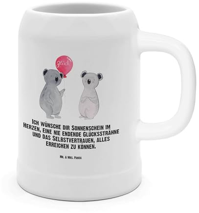 Mr. & Mrs. Panda Krug Koala Luftballon - Geschenk, Party, Steinkrug, Geburtstag, Tonkrug, Steinbierkrug, Seidel, Bier