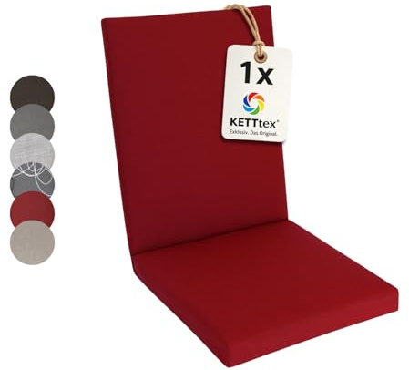 KETTtex Comfort Auflage Mittellehner rubinrot I Gartenstuhl Polster 106x50x4/7cm I hochwertige und Pflegeleichte Sesselauflage I Wetter- und formbeständige Stuhlauflage I KTH2 Sitzauflage