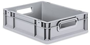 PROREGAL Eurobox NextGen Grip | HxBxT 12x30x40cm | 11 Liter | Griffe offen | Grau | Eurobehälter, Transportbox, Transportbehälter, Stapelbehälter