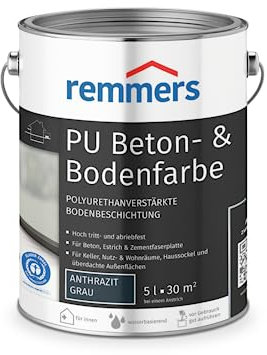 Remmers - Pintura de poliuretano para hormigón y suelo antracita, 5 litros, pintura para suelos y hormigón, para soleros/concreto/paneles de fibrocemento - resistente al estrés y a los productos