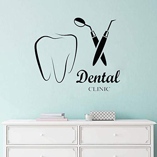 Vinyle Clinique Dentaire Décoration Murale Dents Logo Bricolage Pâte Murale Affiche Clinique Dentaire Logo Sticker Mural Sticker Dentaire 49 X 42 Cm