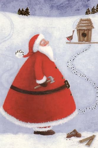 Adventskalenderkarten Weihnachtsmann 5 Stück Grußkarten Goldprägung Kunstkarte Weihnachtsgruß