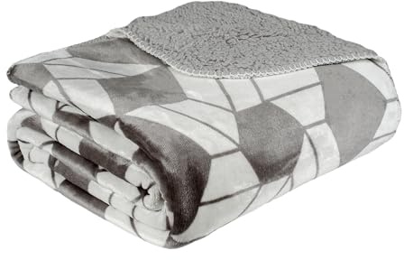 Manta Sherpa Polar Gruesa y Cálida para Sofá y Cama – Blanket Reversible con Franela Suave y Borreguito - Cobija Ideal para Invierno, 100% Microfibra Esponjosa ( Color Geometrica, 130x160cm )