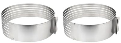 2 Set Stainless Steel Cake Mould Adjustable Slicer Layer Baking Cutter 6-8 in
