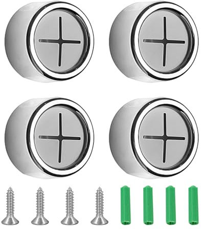 4 Pcs Tea Towel Holders，4 Pcs Expansion Screws, Kitchen Rag Holder, Bathroom Towel Holder, Self-Adhesive Towel Holder，Perforated Design, for Various Household Towel Hooks (Silver, Round)