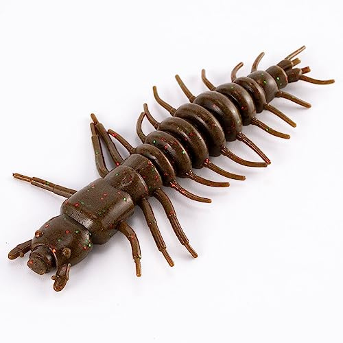 Dr.Fish 20 Pack Hellgrammite Soft Fishing Lure Worm Bait Soft Fishing Lures Grub Crappie Panfish Bluegill Trout Walleye Durable Artificial Swimbait for Bass Fishing Dark Brown