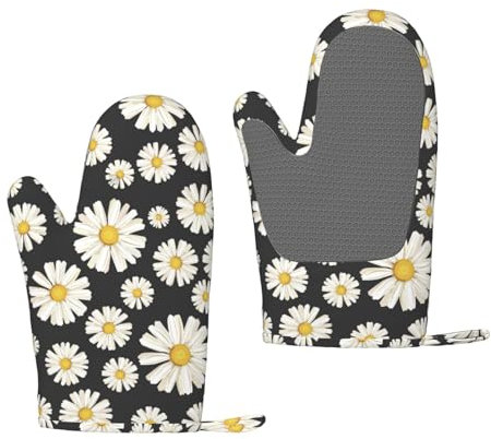 Schöne weiße Gänseblümchen, Silikon-Ofenhandschuhe, rutschfeste Kochhandschuhe, hitzebeständige Backhandschuhe, EIN Paar