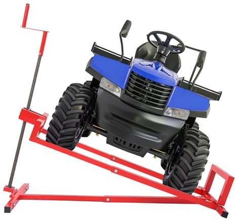 HECASA Lawn Mower Lift Jack Universal Fit for Ride on Lawn Mowers & Garden Tractors Adjustable Telescopic Maintenance Jack Lifting Platform with Manual Handle Red Steel Powder Coated