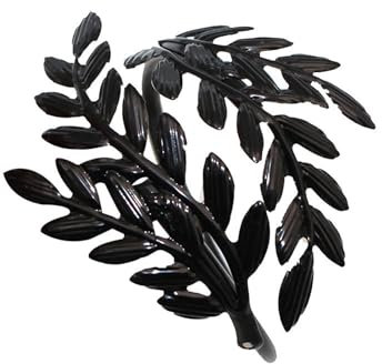 QAUUCP 20 Stück Serviettenringe in Blattform, Metall, Silber, Gold, Schwarz, Serviettenhalter for Esstisch, Partys, den täglichen Gebrauch Ring FüR Serviette(Black)
