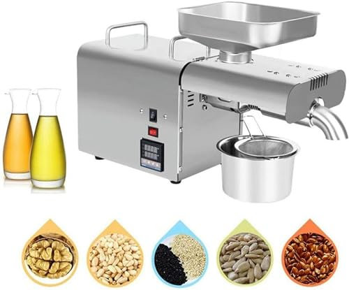 AFLEPCBRQ Automatic Electric Oil Press Machine Kitchen Oil Press Expeller Stainless Steel Cold/Hot Nut Oil Extractor LCD Touch Screen for Coconut Castor Olive Household Commercial 750W