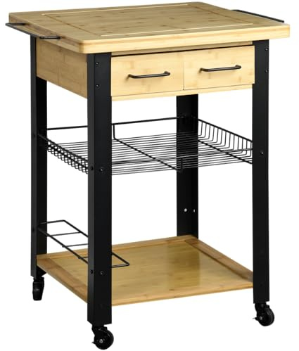 Kesper Carrello da cucina, materiale: fibra certificata FSC, dimensioni: 71 x 88 x 60 cm, colore: naturale/nero | 25891 13