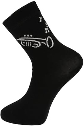 Musik-Socken mit eingewebter Trompete, Black&White-Edition, 1 Paar